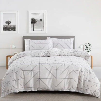 Grey Feather Duvet Cover Set – Full/Queen Boho Bird Plume Luxury Soft Reversible Comforter for Kids & Teens