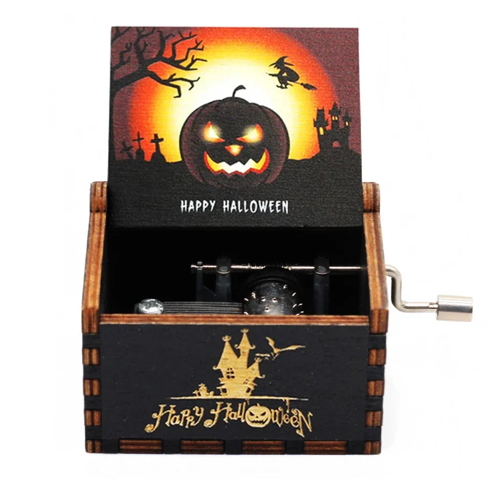Antique Carved Wooden Hand Crank Music Box – Onepiece Figure, Perfect for Halloween & Christmas Birthday Gifts