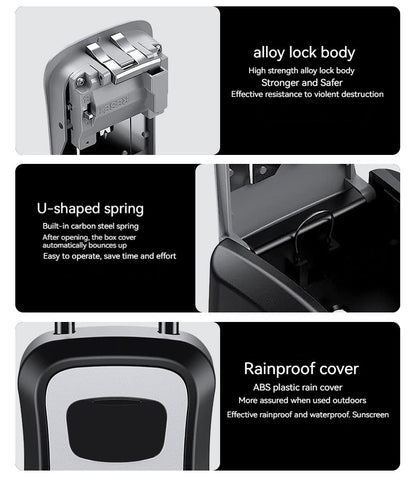 4 Digit Code Key Box – Waterproof Outdoor Password-Protected Storage with Steel Wire Hook for Key Hanging and Security