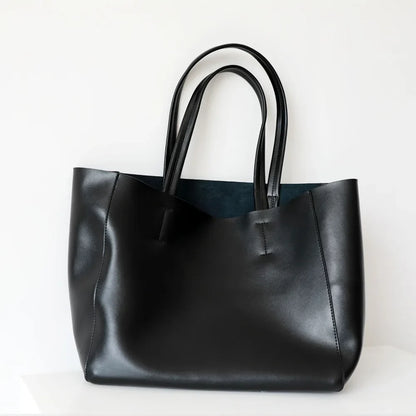 Customized Letter Genuine Leather Tote Bag – Large Capacity, Practical Commuter & Shopping Bag, Cowhide Large Bag