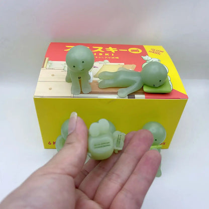 Sonny Angel Smiski Work Series – Mystery Noctilucent Green Doll, Cartoon Action Figures, Desktop Blind Box Model, Gift Toy