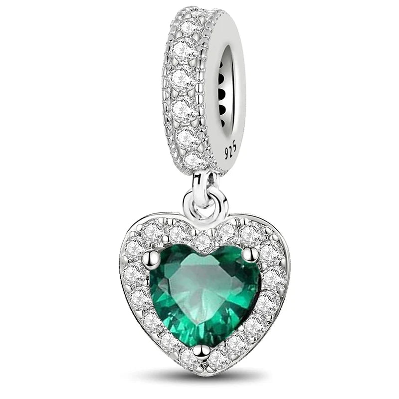 925 Sterling Silver Paw Heart Charm - Zircon Red Love Pendant Bead for DIY Bracelets & Women’s Fine Jewelry