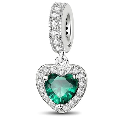 925 Sterling Silver Paw Heart Charm - Zircon Red Love Pendant Bead for DIY Bracelets & Women’s Fine Jewelry