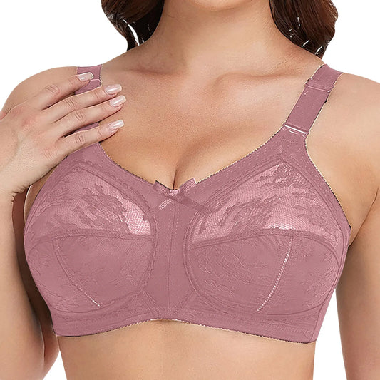 Women's Lace Minimizer Bra - Full Coverage Ultra-Thin Wireless Bra with Adjustable Straps