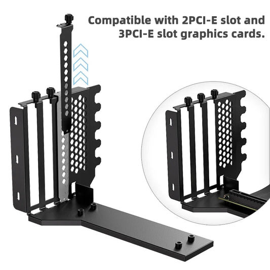 PCIe 3.0/4.0 x16 Vertical GPU Holder Kit - Graphics Card Riser Bracket Support for ATX & Micro ATX PC Cases
