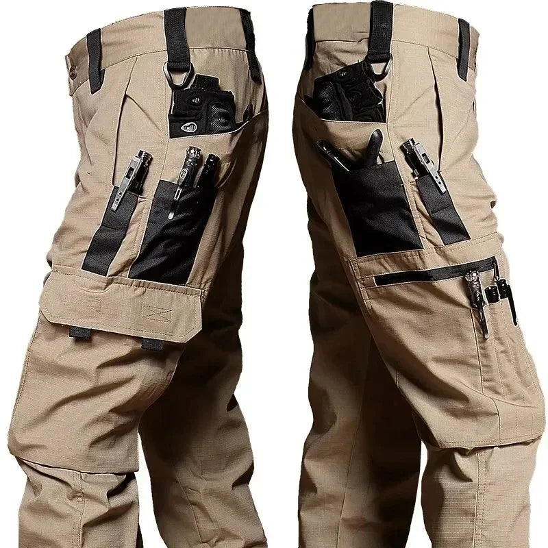 Men’s Tactical Work Cargo Pants – Waterproof Multi-Pocket Outdoor Hiking & Workwear Trousers for Autumn & Spring