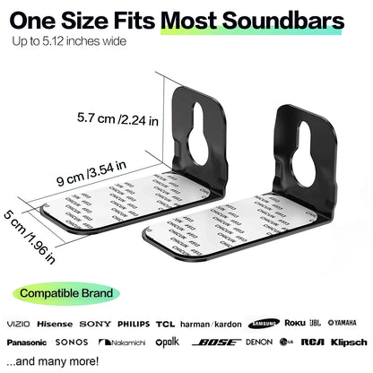 Universal Soundbar Wall Mount Bracket - Space-Saving Audio Speaker Shelf Mounting Kit