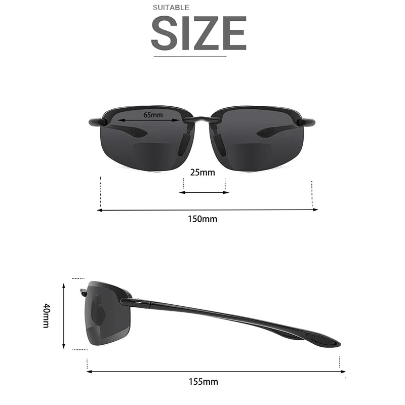 MAXJULI Bifocal Sunglasses for Men & Women - Ultra Lightweight TR90 Frame, UV Protection & Sun Reading Glasses (8001)