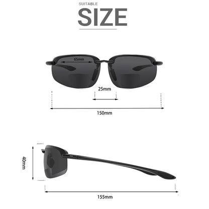 MAXJULI Bifocal Sunglasses for Men & Women - Ultra Lightweight TR90 Frame, UV Protection & Sun Reading Glasses (8001)