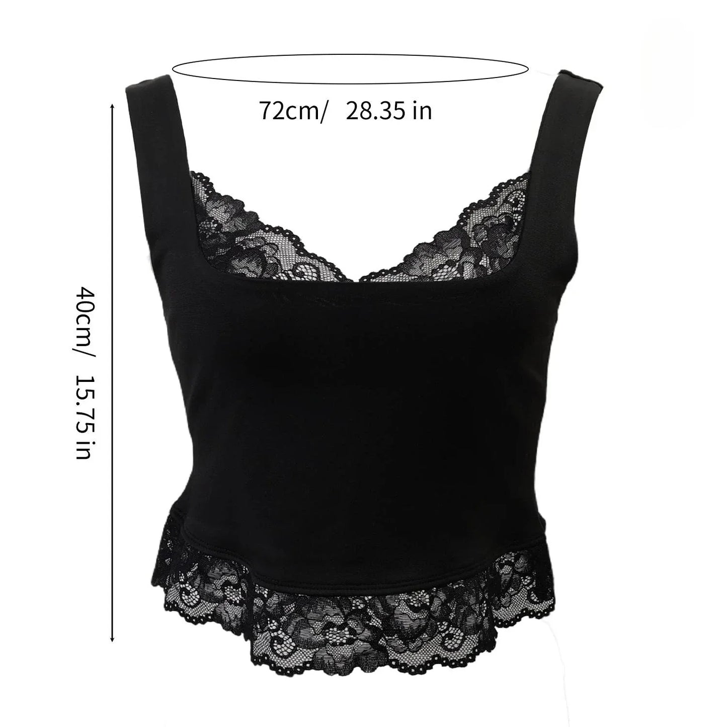 Women’s Y2K Lace Trim Crop Top – Sleeveless V-Neck Backless Skinny Camisole Streetwear Summer Tank Vest