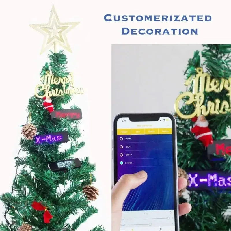 Rechargeable Bluetooth LED Badge – DIY Programmable Scrolling Message Board Mini Name Tag Display