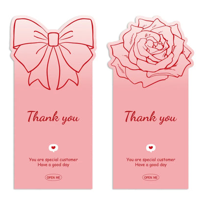 50pcs Pink Bowknot Thank You Stickers - Cute Rose Gift Box Sealing Labels for Decorative Packaging & Presents
