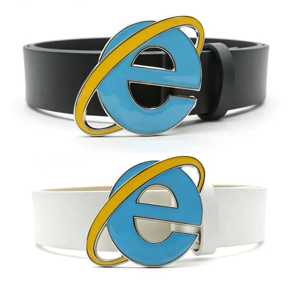 Y2K Internet Explorer Logo Belt - Nostalgic Unisex Punk Style Buckle for Men & Women