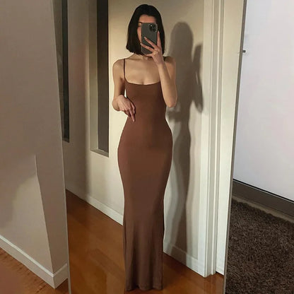 2025 Women's Summer Dress - Solid Color Slim Fit Camisole Skirt Sexy Fashion Style