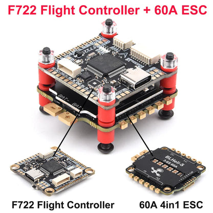 F405 F7 F722 Flight Controller & 60A 4in1 BLheli_S ESC Stack – 30.5x30.5mm for RC FPV Racing Drones