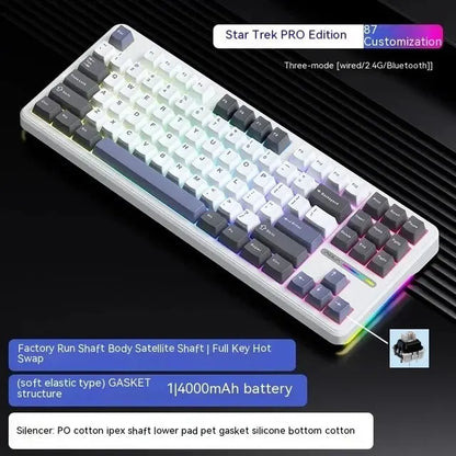 AULA F87 Pro 87-Key Mechanical Keyboard – Tri-Mode 2.4G/USB/Bluetooth, RGB, PBT Keycaps, Gasket Mount, 5-Layer Silencing, Full Key No Impact