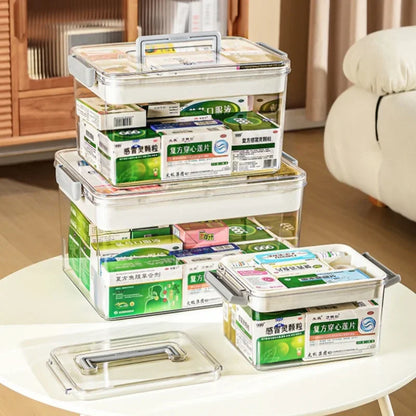 Multi-Layer Home Medicine Box – Large Capacity Transparent Medical Storage Case for First Aid & Medication Organization