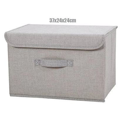 Washable Cotton Linen Folding Storage Box – CD, Toy & Laundry Organizer with Lid