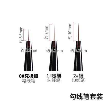 RAYSTUDIO Ultra-Fine Modeling Brush Set – #0 #1 #2 Outline Pens for Hobby, Coloring & Script Detailing