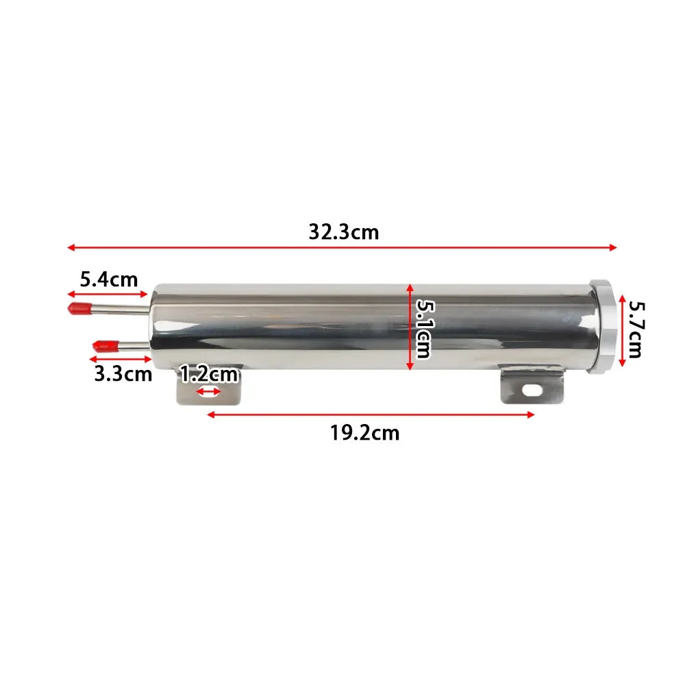 Universal Stainless Steel Coolant Overflow Tank - Polished Radiator Expansion Reservoir for Cars