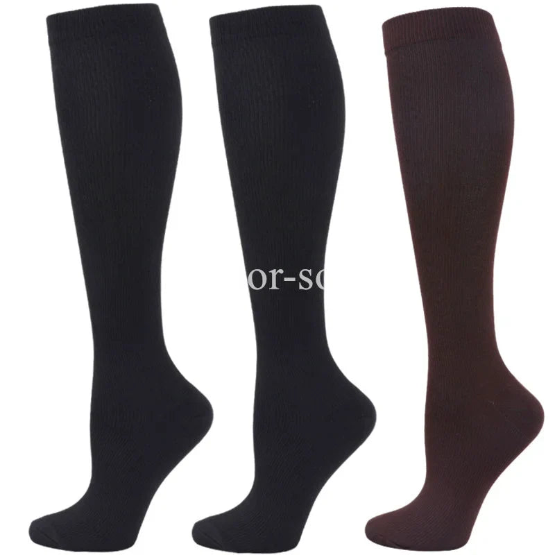 3 Pairs Knee High Compression Socks – Anti-Fatigue Support Stockings for Varicose Veins, Pain Relief & Sports Recovery (Men & Women)
