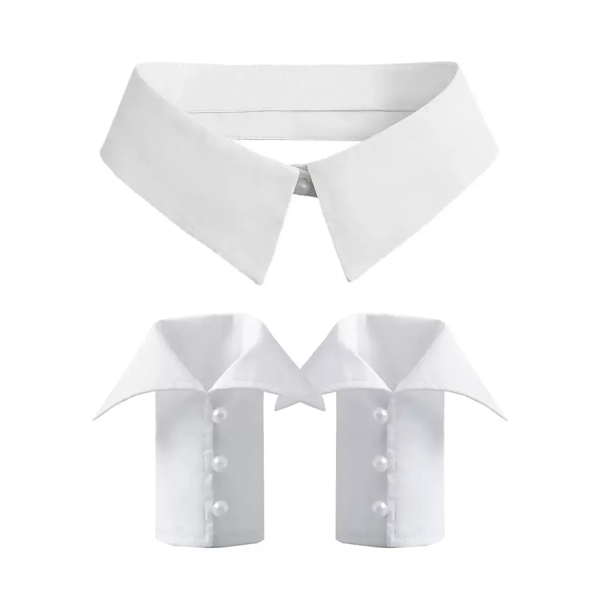 White Detachable Fake Collar - Stripe Lapel Faux Shirt Neckline Accessory for Women