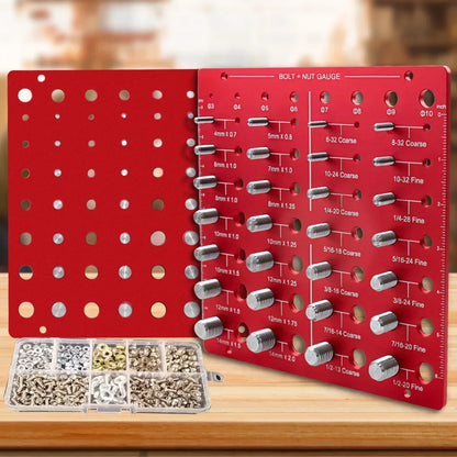 Nut & Bolt Thread Checker - 28 Standard Sizes Thread Identifier Gauge for Screws, Nuts & Bolts