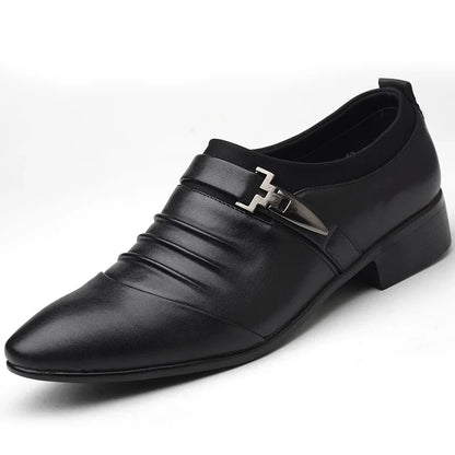 Men’s Classic White Dress Shoes - Casual Business Leather Point Toe Wedding Formal Shoes Size 46
