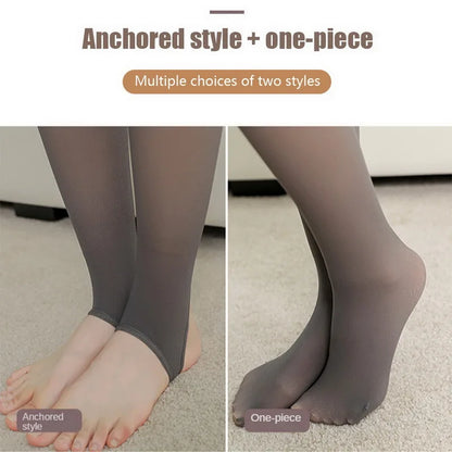 Women's Thermal Leggings – Fleece-Lined Insulated High Waist Thick Plush Pantyhose Tights for Winter, Below 70kg