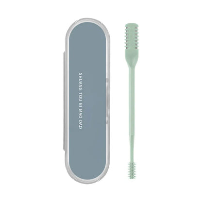 Portable Manual Nose Hair Trimmer - Waterproof Double Head Hair Remover with Storage Box for Men & Women