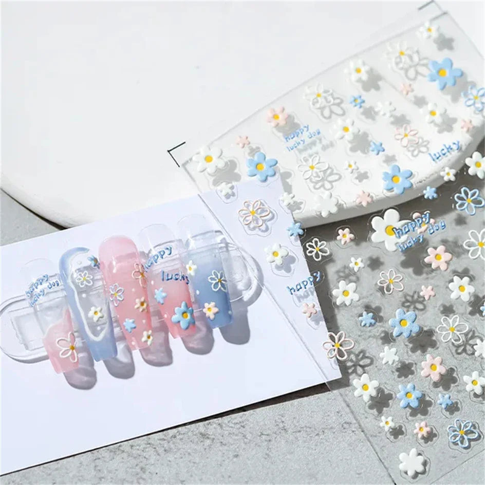 Vintage Rose Flower Nail Stickers – Red & Blue Laser Gold/Silver Nail Art Decals for Manicure Design DIY Beauty Tool