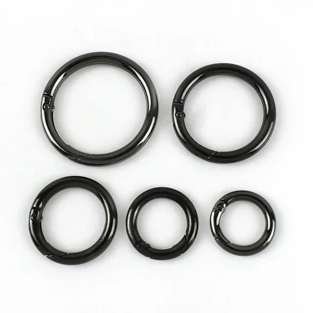 10Pcs Metal O Ring Spring Clasps - 10-38mm Openable Round Carabiner Snap Hooks for Keychains, Bags & DIY Jewelry Accessories