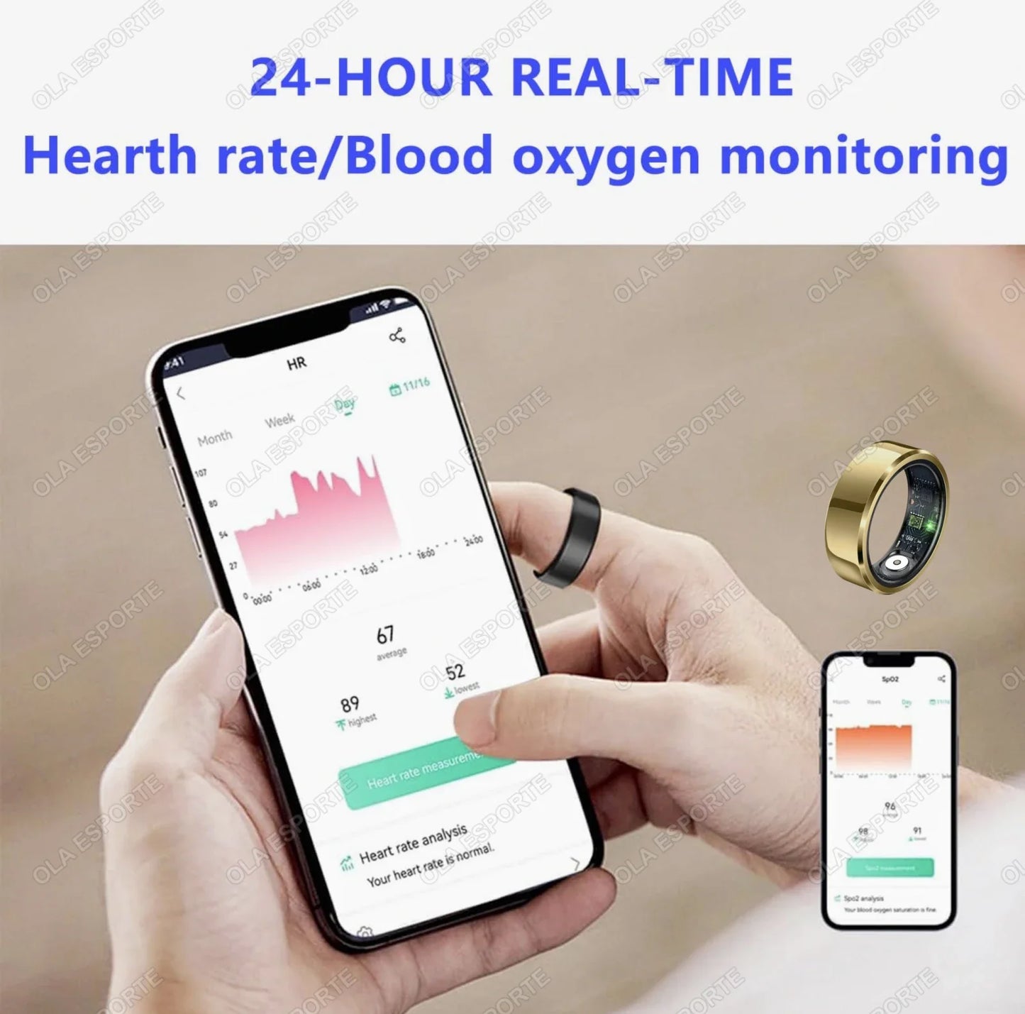 2025 Smart Ring – Blood Pressure, Heart Rate & Sleep Monitoring, IP68 & 5ATM Waterproof, Multi-Sport Mode for Men & Women
