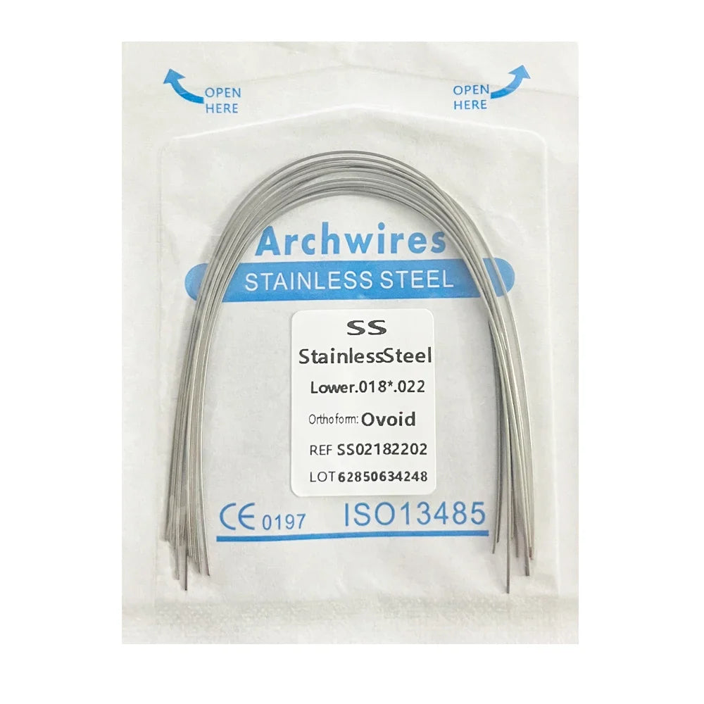10PCS Dental Orthodontic Arch Wire Set - Stainless Steel Round & Rectangular Dentist Ovoid Form Material
