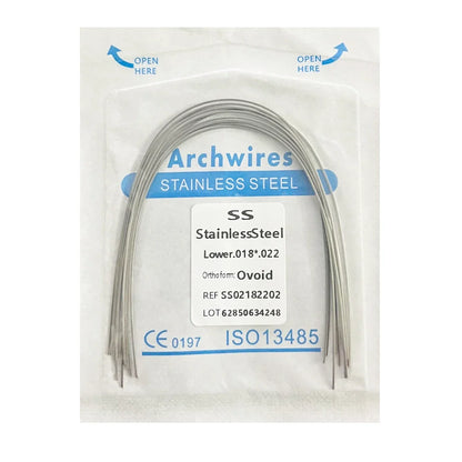 10PCS Dental Orthodontic Arch Wire Set - Stainless Steel Round & Rectangular Dentist Ovoid Form Material