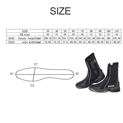 5mm Neoprene Dive Boots with Side Zipper — Unisex Snorkeling & Scuba Diving Shoes for Water Sports