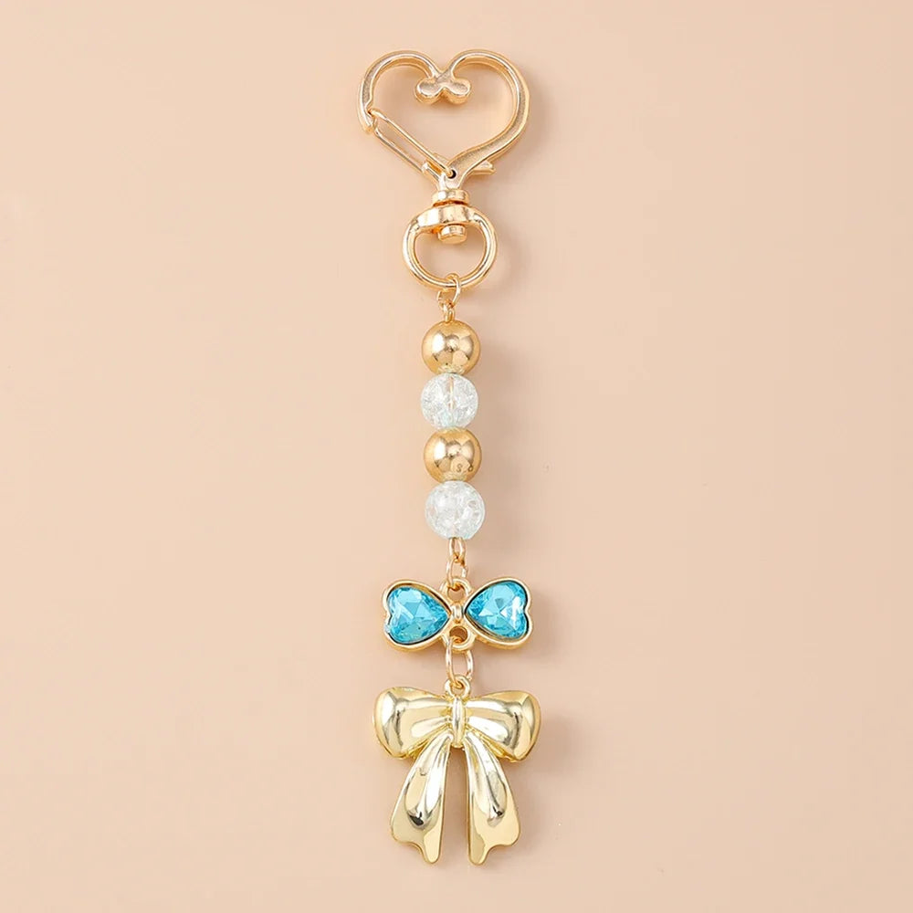 Cute Bowknot Heart Keychain - Crystal Pearl Pendant Charm for Women, Girls & Handbag Decoration