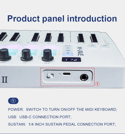 M-VAVE SMK-25 II MIDI Pad Controller Keyboard – 25 Key USB Mini, 16 RGB Drum Pads, 8 Knobs, Music Production Software Included