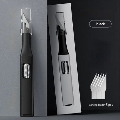 DIY Pen Carving Knife - 5 Interchangeable Horseshoe Art Blades Craft Cutting Tool