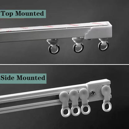 Self-Adhesive Curtain Track Nano Silent Sliding Rail, No-Drill Top & Side Mounted Window Curtain Rod Accessory for Easy Installation