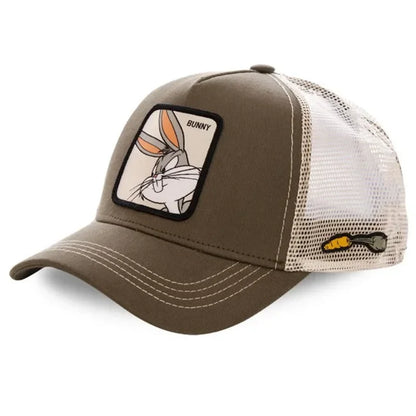 Anime Cartoon Snapback Cap - Cotton Mesh Trucker Hat for Men & Women Hip Hop Dad Style