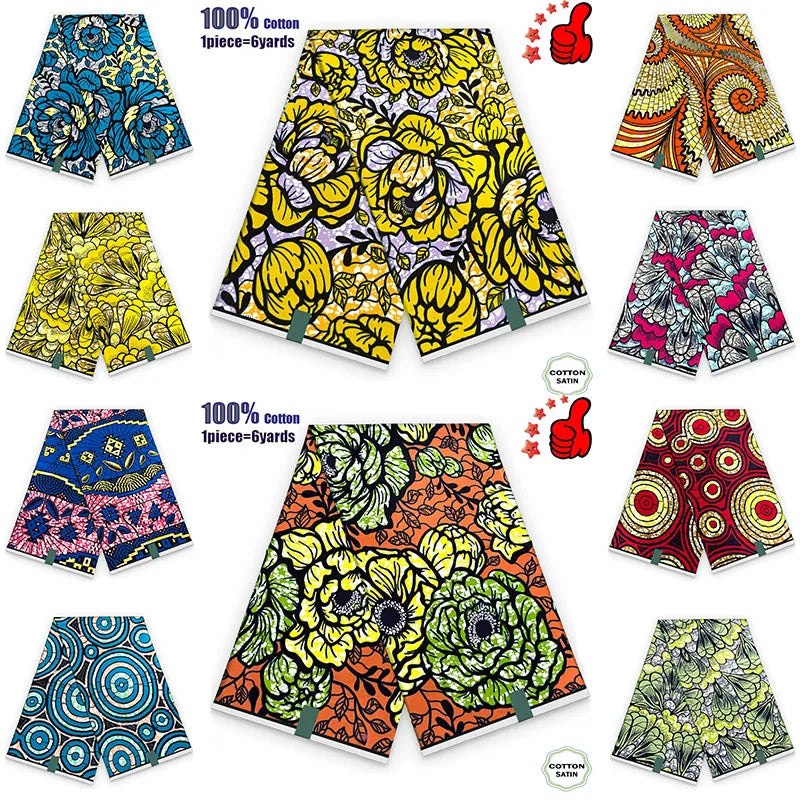 African Real Wax Print Fabric - 100% Cotton Ghana Nigeria Style Ankara Batik Sewing Material