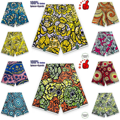 African Real Wax Print Fabric - 100% Cotton Ghana Nigeria Style Ankara Batik Sewing Material