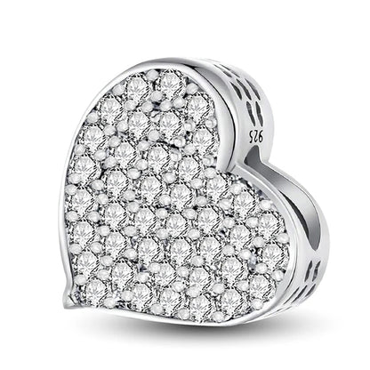 925 Sterling Silver Paw Heart Charm - Zircon Red Love Pendant Bead for DIY Bracelets & Women’s Fine Jewelry
