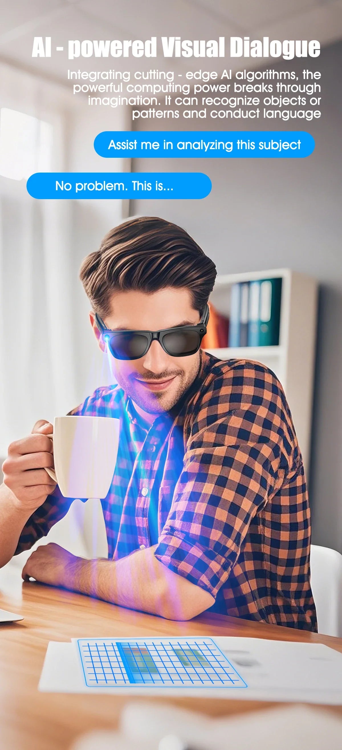 AI Smart Glasses with Camera — Bluetooth Calls, Voice Assistant, Navigation, Waterproof Smart Sports Wearable