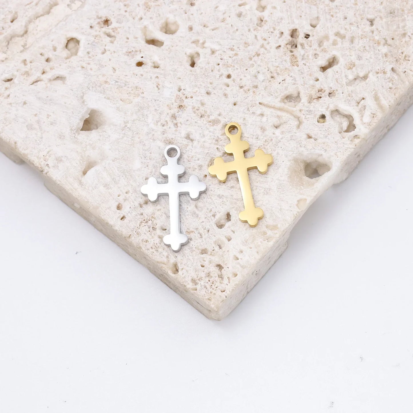 Stainless Steel Cross Charms Set - 5Pcs DIY Jewelry Pendants for Bracelets, Earrings & Necklaces