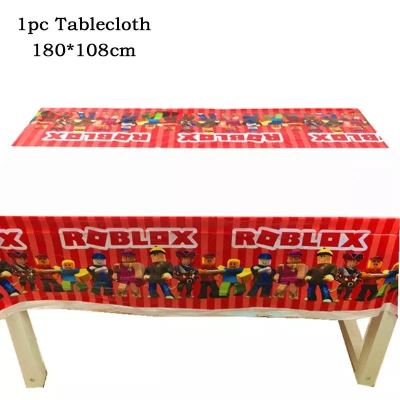 Hot Roblox Theme Party Tablecloth – 108×180cm Disposable Birthday Party Supplies for Boys, Party Decorations & Tableware