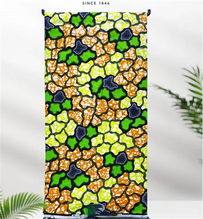 African Real Print Ankara Wax Fabric - Soft 100% Cotton Pagne 6 Yards