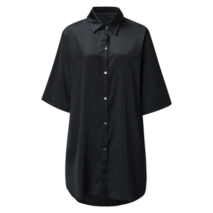 Women’s Silky Soft Long Sleeve Pajamas – Solid Color Sexy Nightshirt, Comfortable Home Sleepwear