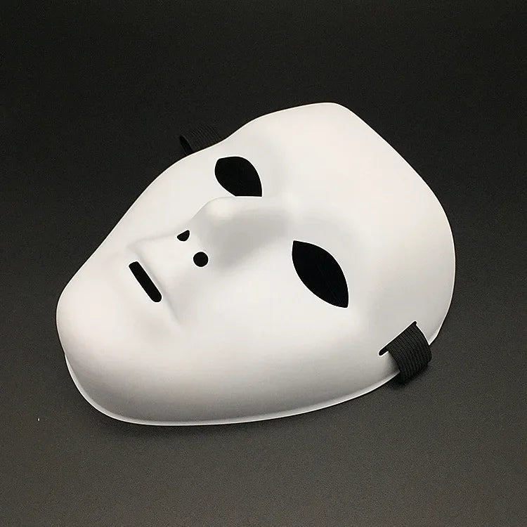 Halloween Masquerade Full Face Mask – Hand-Painted White & Black Gold Death Clown for Adults